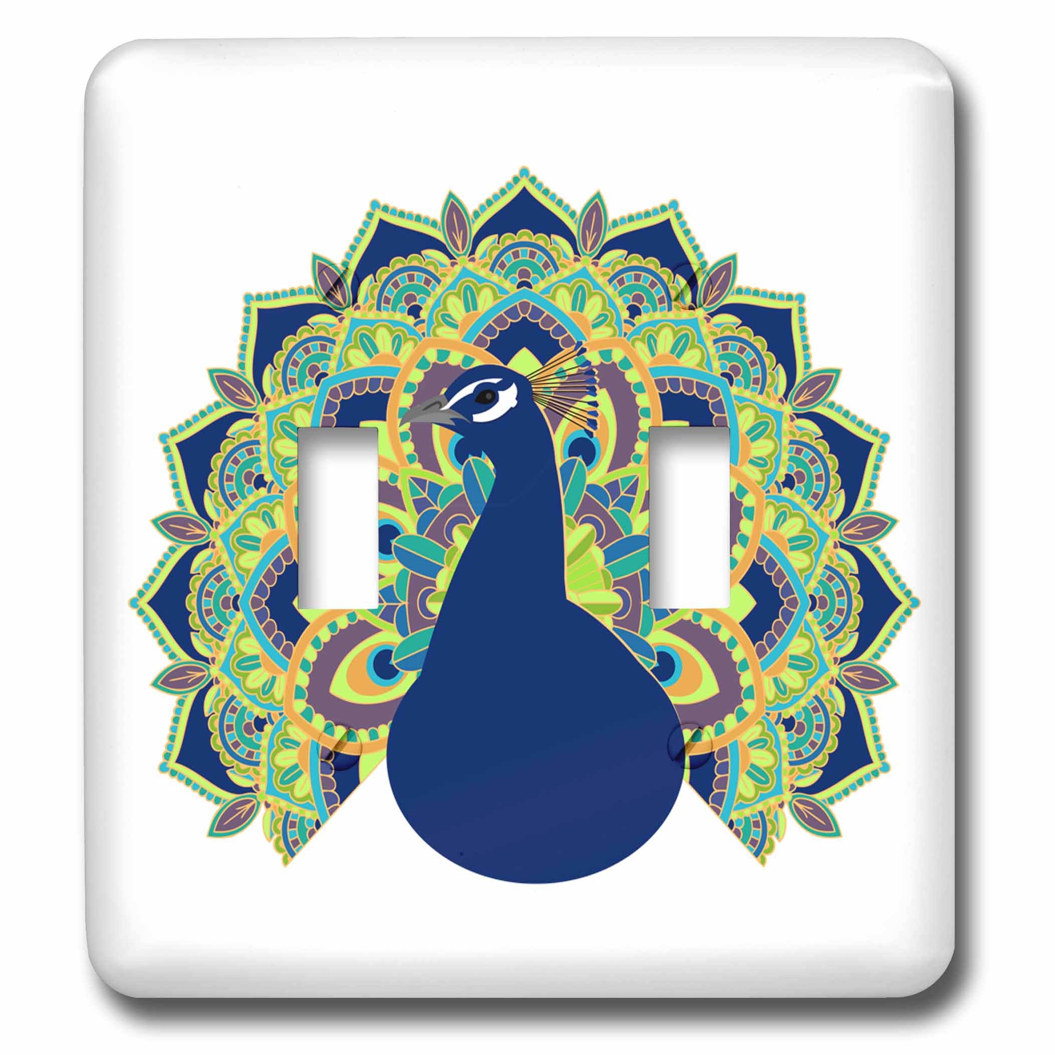 Interrupteur double multicolore Mandala Peacock pour décorer le salon