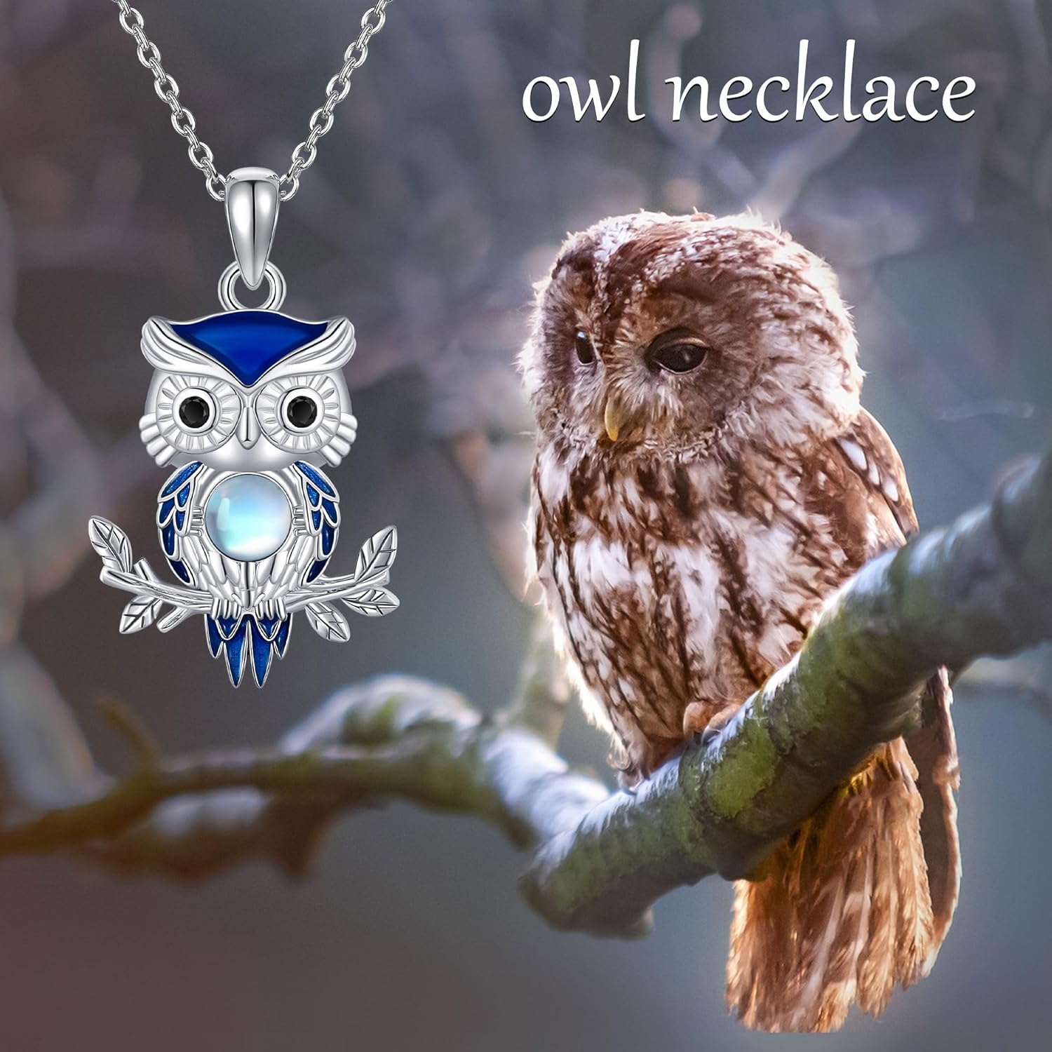 YAFEINI Owl Necklace 925 Sterling Silver Moonstone Pendant Necklace Owl Jewelry Bird Necklace Gifts for Women - Image 2