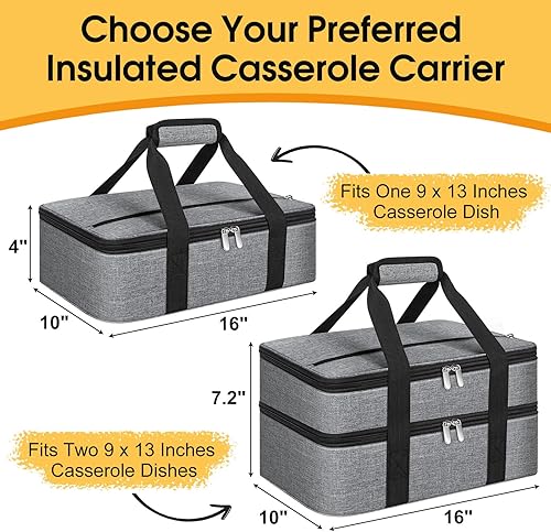 Miniatura 2 de Porta cacerolas doble aislado, porta cacerolas portátil para alimentos calientes o fríos, bolsa para calentar o enfriar el almuerzo o bolsa de