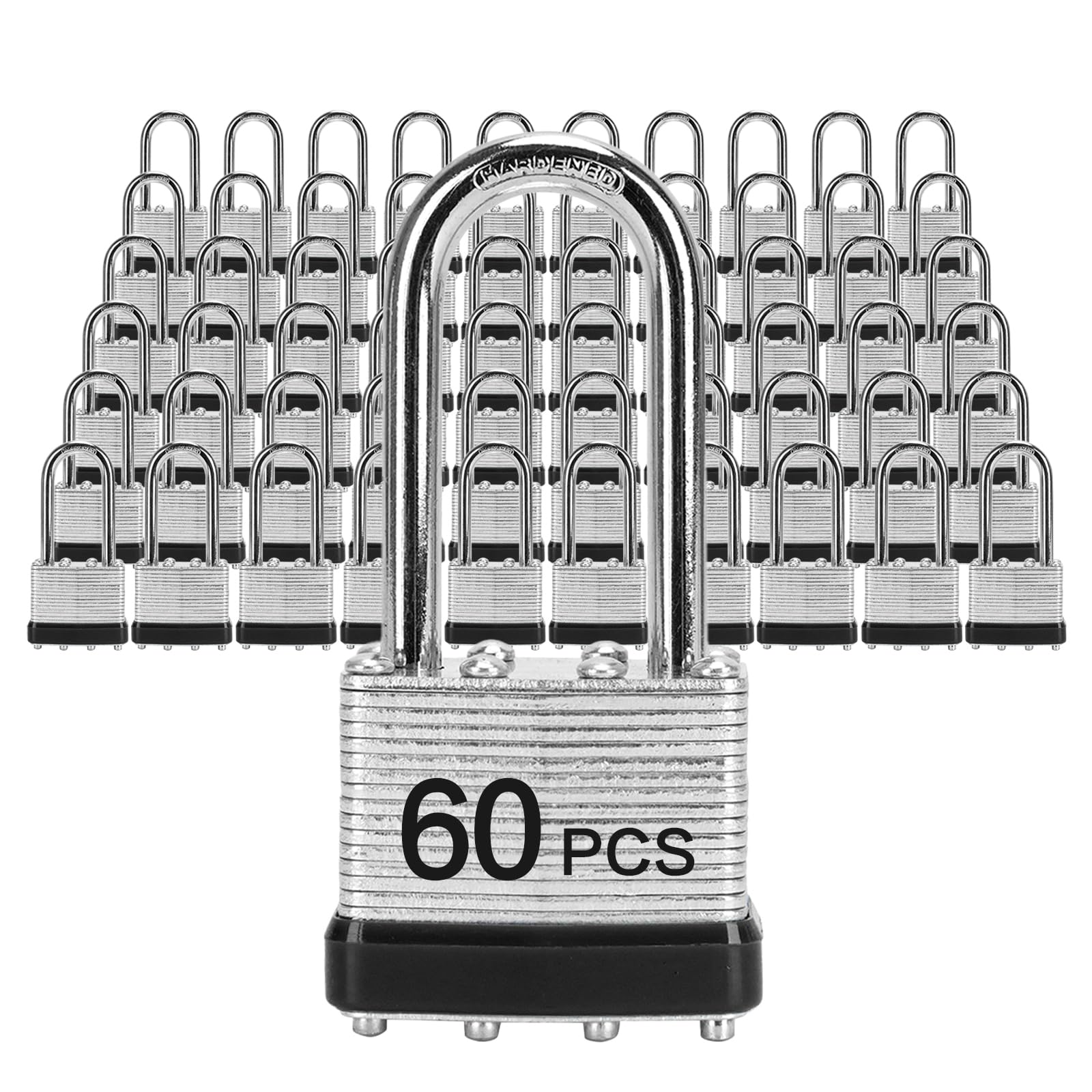 Padlocks with Same Key, LQYN 60 Pcs Laminated Steel Padlock (1-9/16", 40mm)