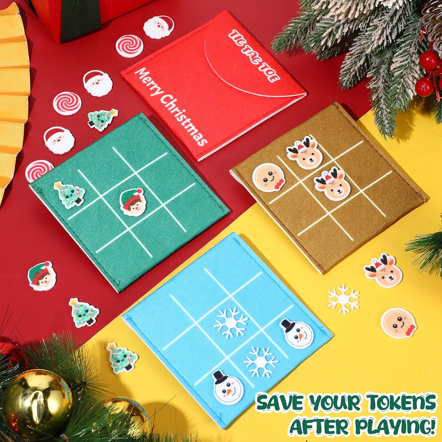 Arrowbash 24 Pack Christmas Tic Tac Toe Game Party Favors Gift for Christmas Stocking Stuffers Gifts Birthday Family Rewards