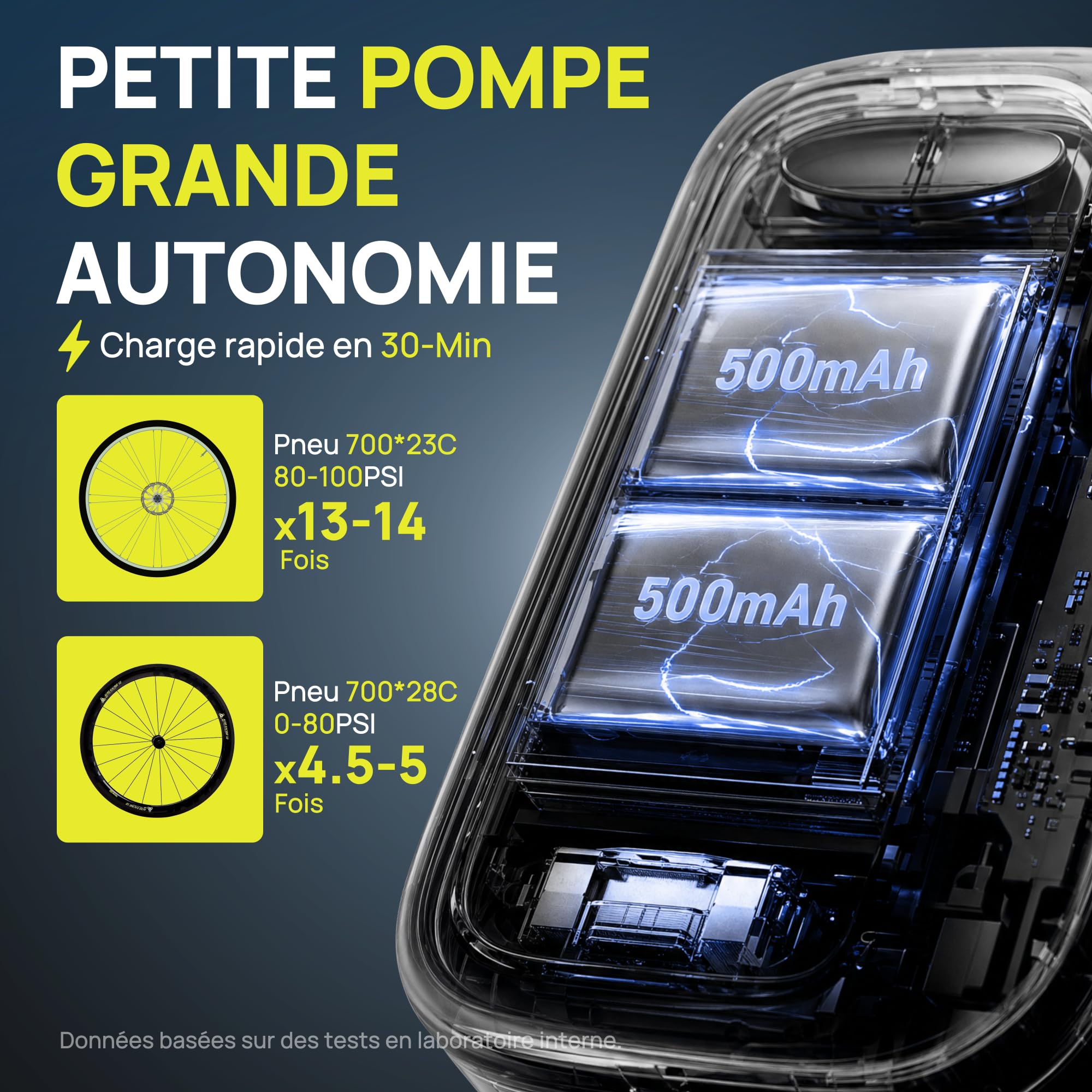 Mini Pompe à Vélo Électrique,120 PSI Gonfleur Électrique Portable avec Manomètre & Arrêt Automatique,Rechargeable avec Flexible,Valve Presta & Schrader pour Vélo de Route,VTT,Gravel,E-Bike