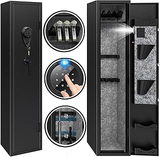 KAER Gun Safe,Rifle Safe,4-5 Gun Safes for Home Rifle and Pistols,Gun Safes for Rifles and Shotguns,with Fingerprint/Digital Keypad/Lock/Removable Shelf for Rifles Pistols Shotgun-11.8" x11" x 54.3" - KAER