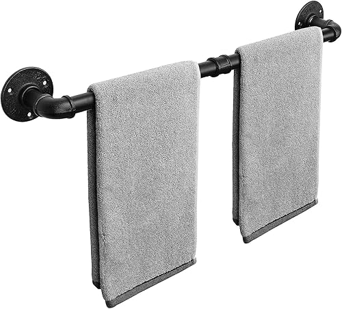 Livabber Toallero industrial de tubería, decoración de hierro rústico, accesorio para toallas de baño, resistente para montar en la pared, color