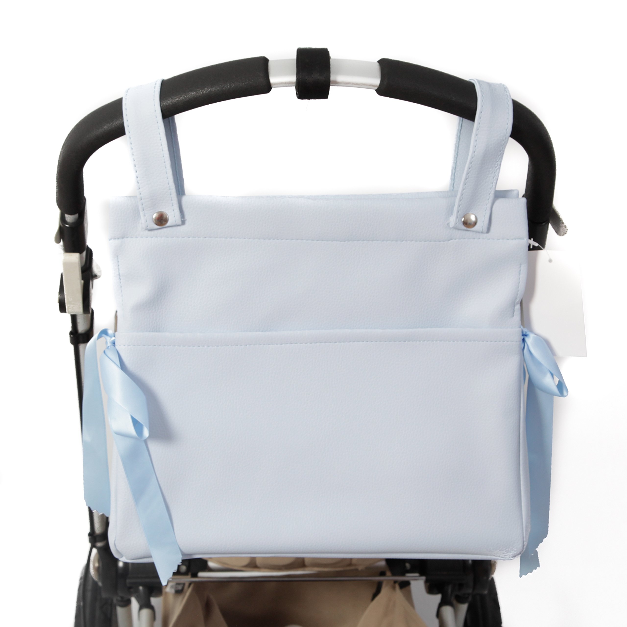Danielstore Bolso Carro Bebe Bolso Organizador Bebé Bolso Maternidad para colgar al Carro con Dos Asas Cortas Talega Polipiel Carrito Bebe (Celeste)