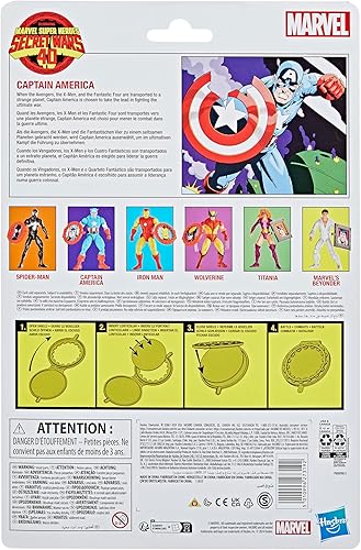 Miniatura 13 de Marvel - Figura de acción coleccionable con escudo de la Serie de cómics Captain America Avengers Retro Secret Wars, 6 pulgadas