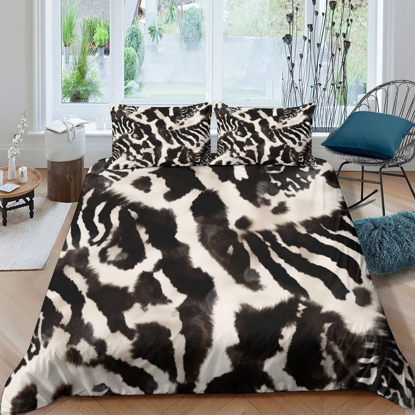 Ctjqhvkz Style-1 3D Printed Zebra Pattern Fitted Sheet Microfiber Black White Animal Stripe Bed Cover For Bedroom Guest Room Dorm Mattress Protection Single（135X200cm）