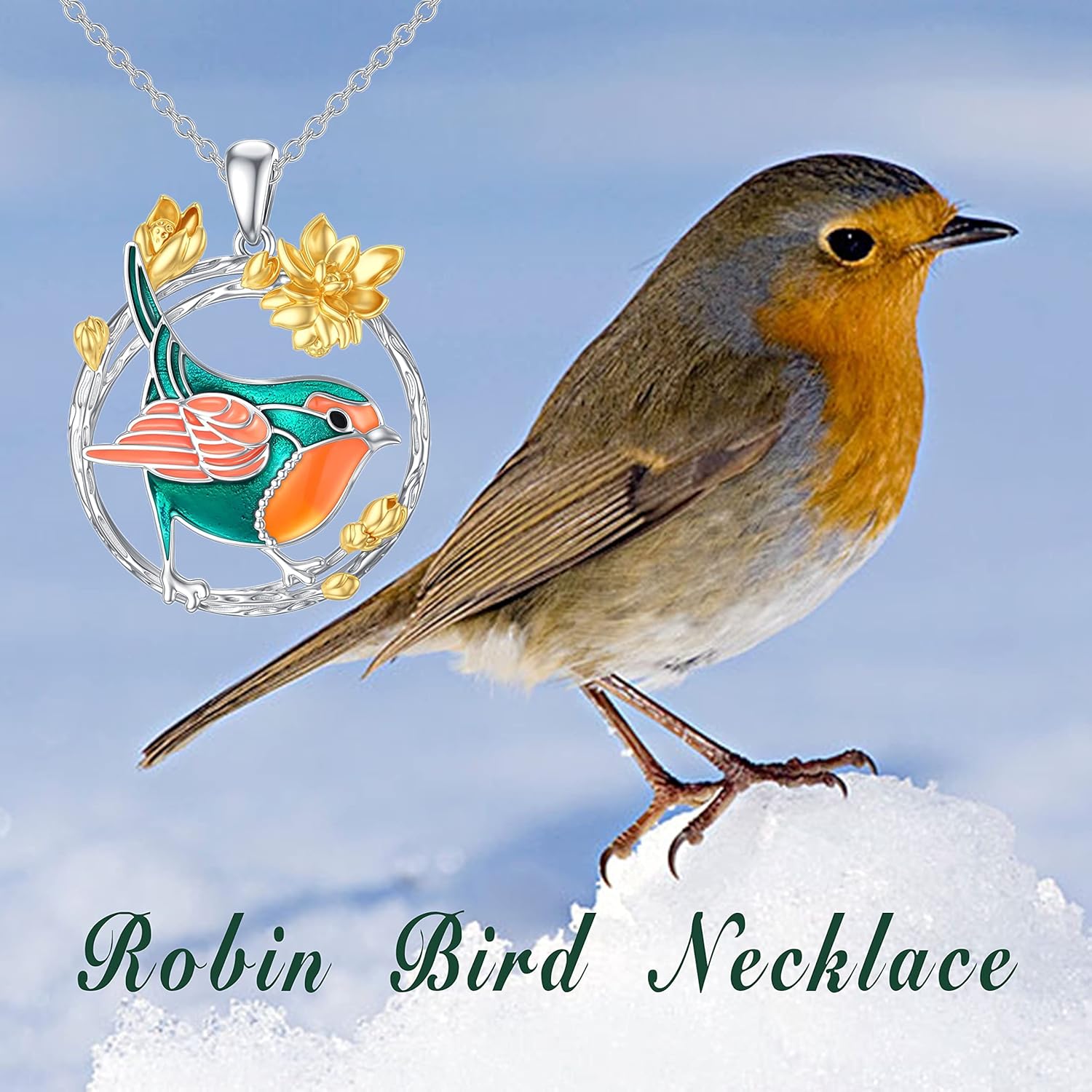 Robin Bird Pendant Necklace 925 Sterling Silver Cute Bird Necklace Jewelry Gifts for Women Bird Lovers - Image 6