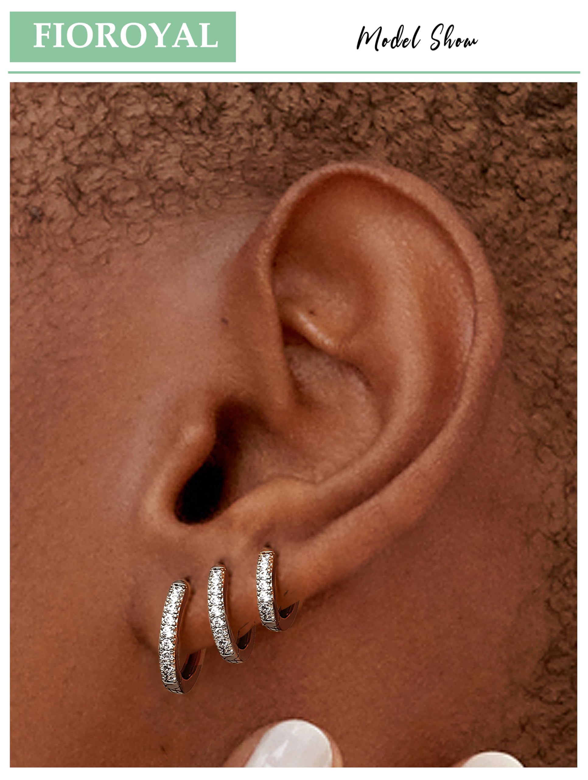 FIOROYAL 5Paia Orecchini Cerchio Argento 925 per Donna - Set Orecchini Cerchio Piccoli, Placcato Oro 14K Piccoli Orecchini Ipoallergenici Zirconi Cubici Orecchini Cerchio per Ragazze 6/7/8/9/10mm