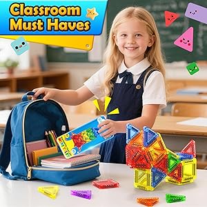 Magnetic Tiles for Toddlers Magnetic Blocks Portable STEM Building Kids Toys Ages 3-8, Preschool Outdoor Toy Classroom Must Haves Travel Gifts Magnet Block Toys for 3 4 5 6 7 8 Year Old Boys and Girls