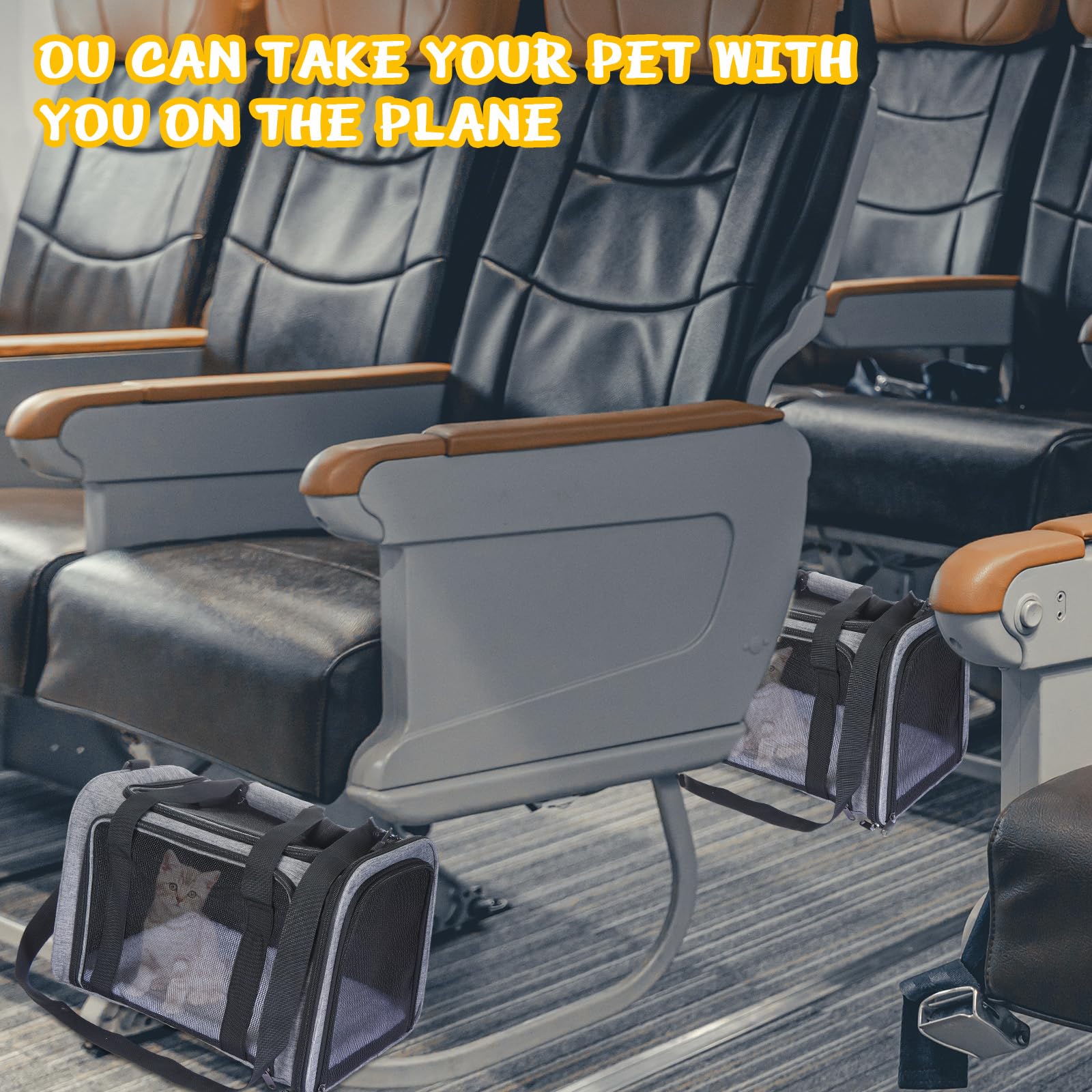 Aliceset 2 transportadores para gatos de lados suaves de 17 x 11 x 11 pulgadas, bolsa de transporte de mascotas aprobada por aerolíneas, plegable, suministros para gatitos pequeños, cachorros, viajes
