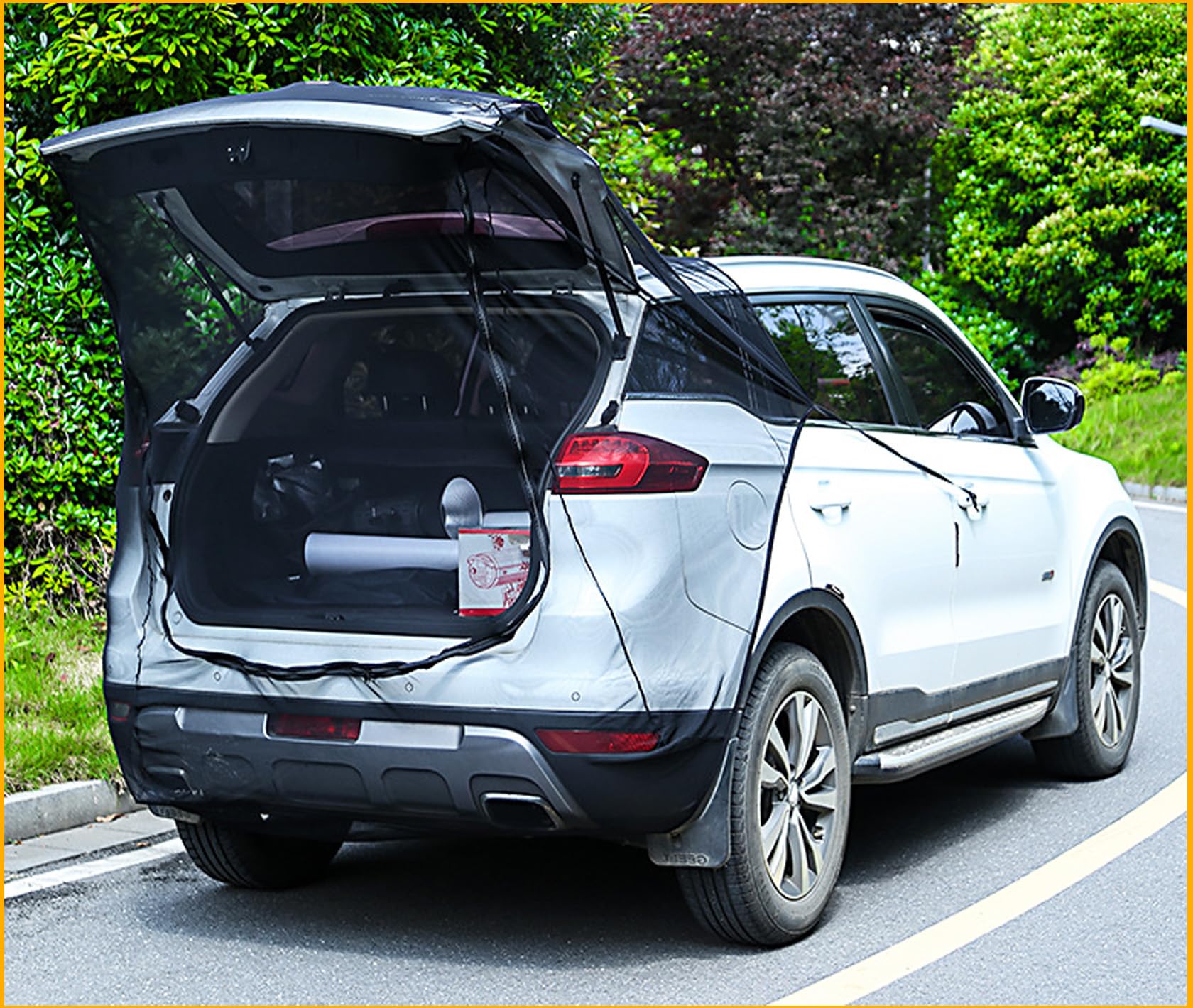 Car Tailgate Door Magnetic Screen Mesh for SUV Trunk, Camping Net Screens for Car Tent, Closed with Double-Ended Zipper, Protection B-u-g-s and UV Net, Breathable Mesh Cover (Extra Large)