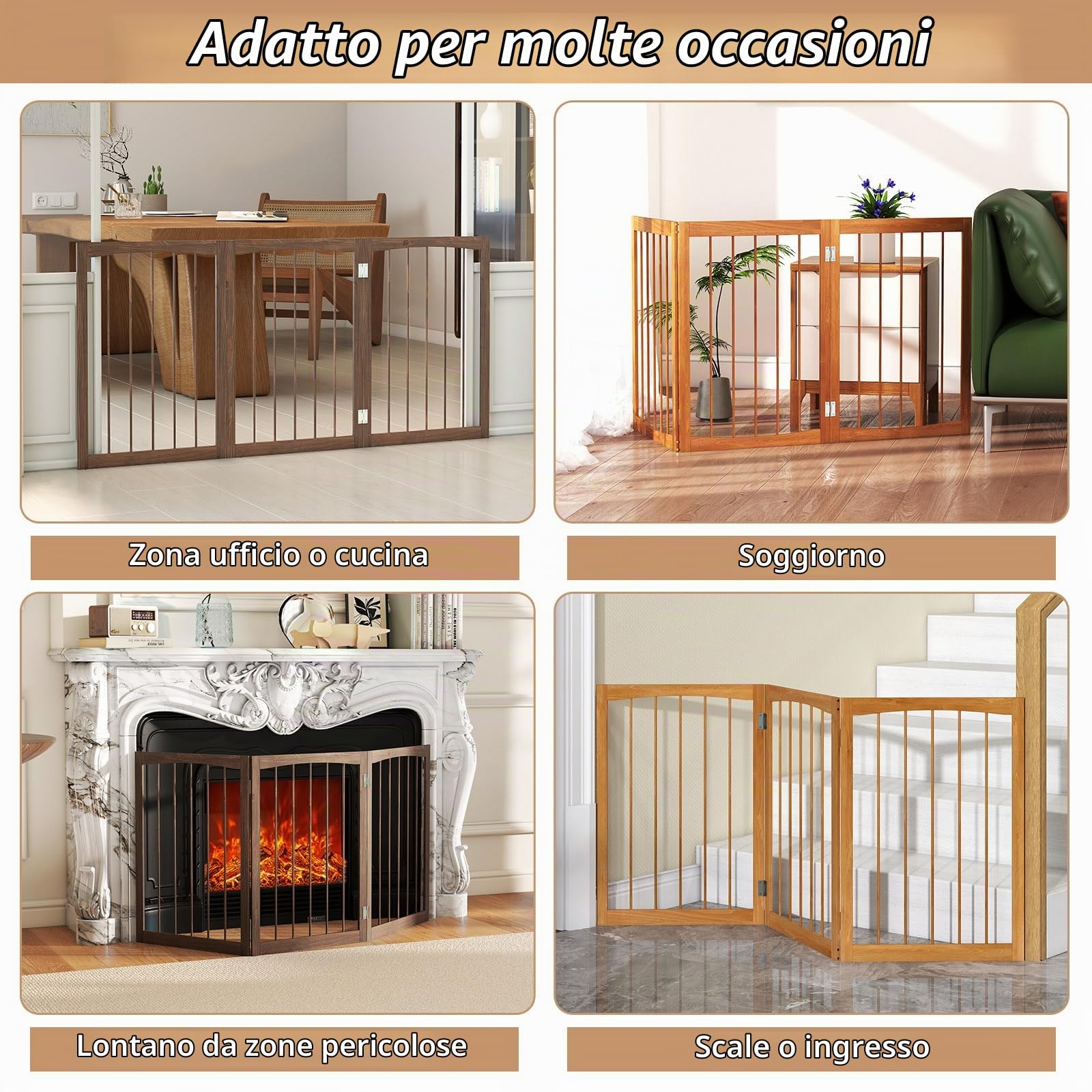 SOARS Cancelletto per Cani Pieghevoli 159 x 76 cm (Marrone)