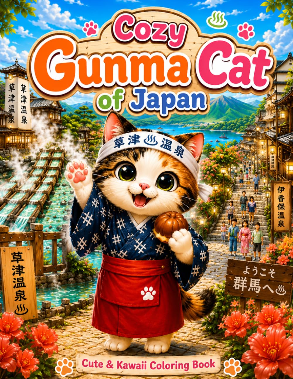 Cozy Gunma Cat of Japan: Cute & Kawaii Coloring Book (Cozy Cat of Japan)