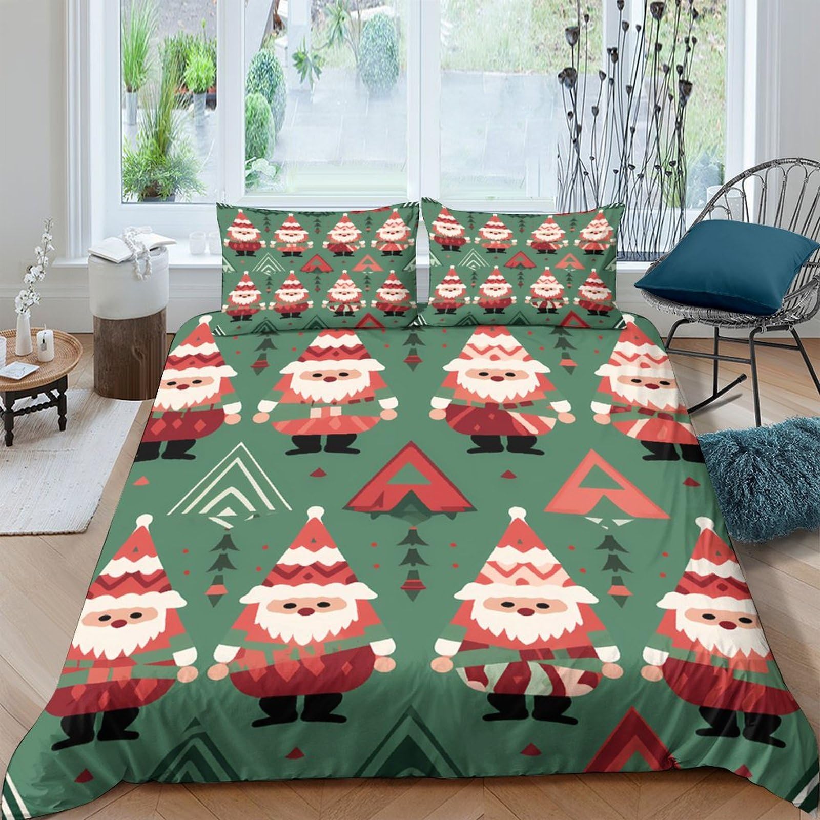 Ctjqhvkz Style-8 3D Printed Christmas Santa Fitted Sheet Microfiber Soft Breathable Green Tree Bed Cover For Bedroom Dorm Mattress Protection Decor Single（135X200cm）