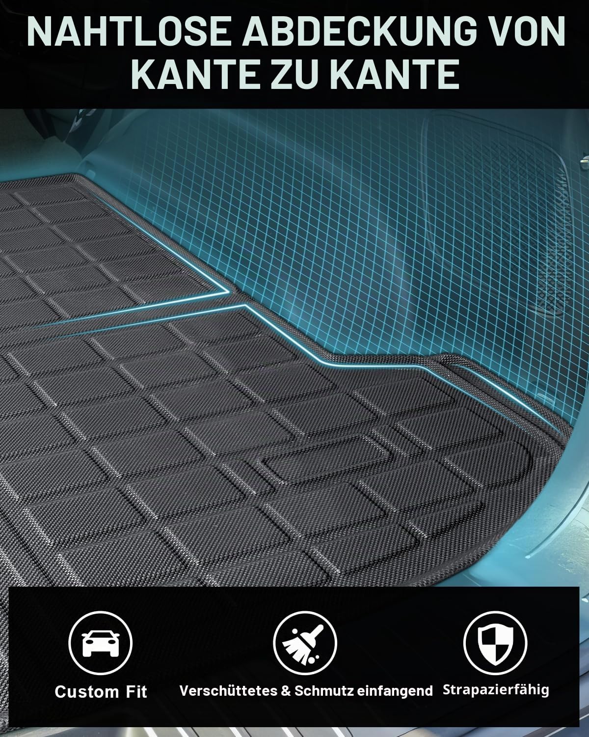 CDEFG Kompatibel mit Hyundai Tucson NX4 2021-2025 2026 Kofferraumwanne TPE Kofferraummatte Wasserdicht Anti-Staub Wanne Car Cargo Trunk Tray Auto Tucson 2025 Zubehör