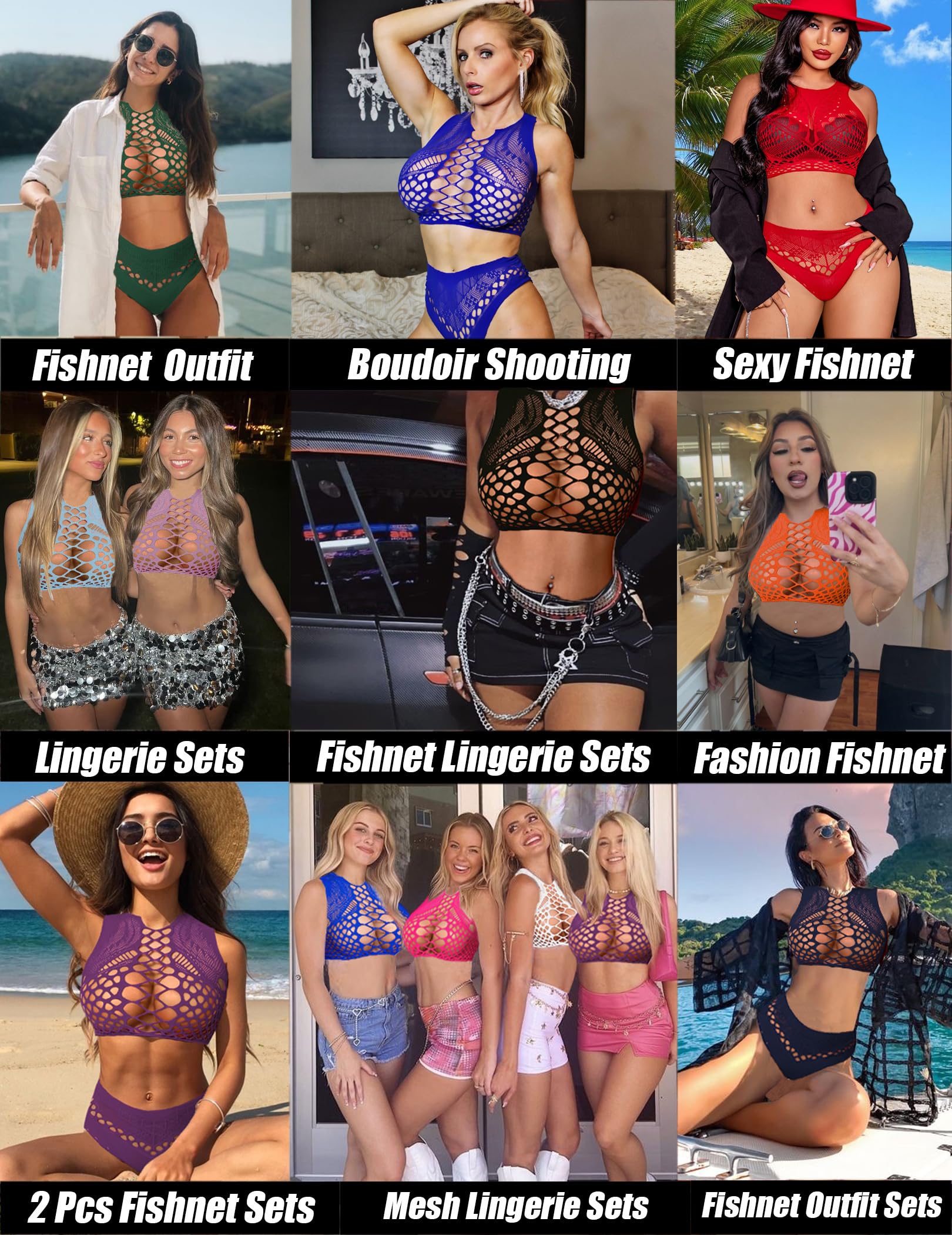 Avidlove Womens Fishnet Lingerie for Women Sexy Two Piece Lingerie Set Stripper Outfit: One Size Blue Green