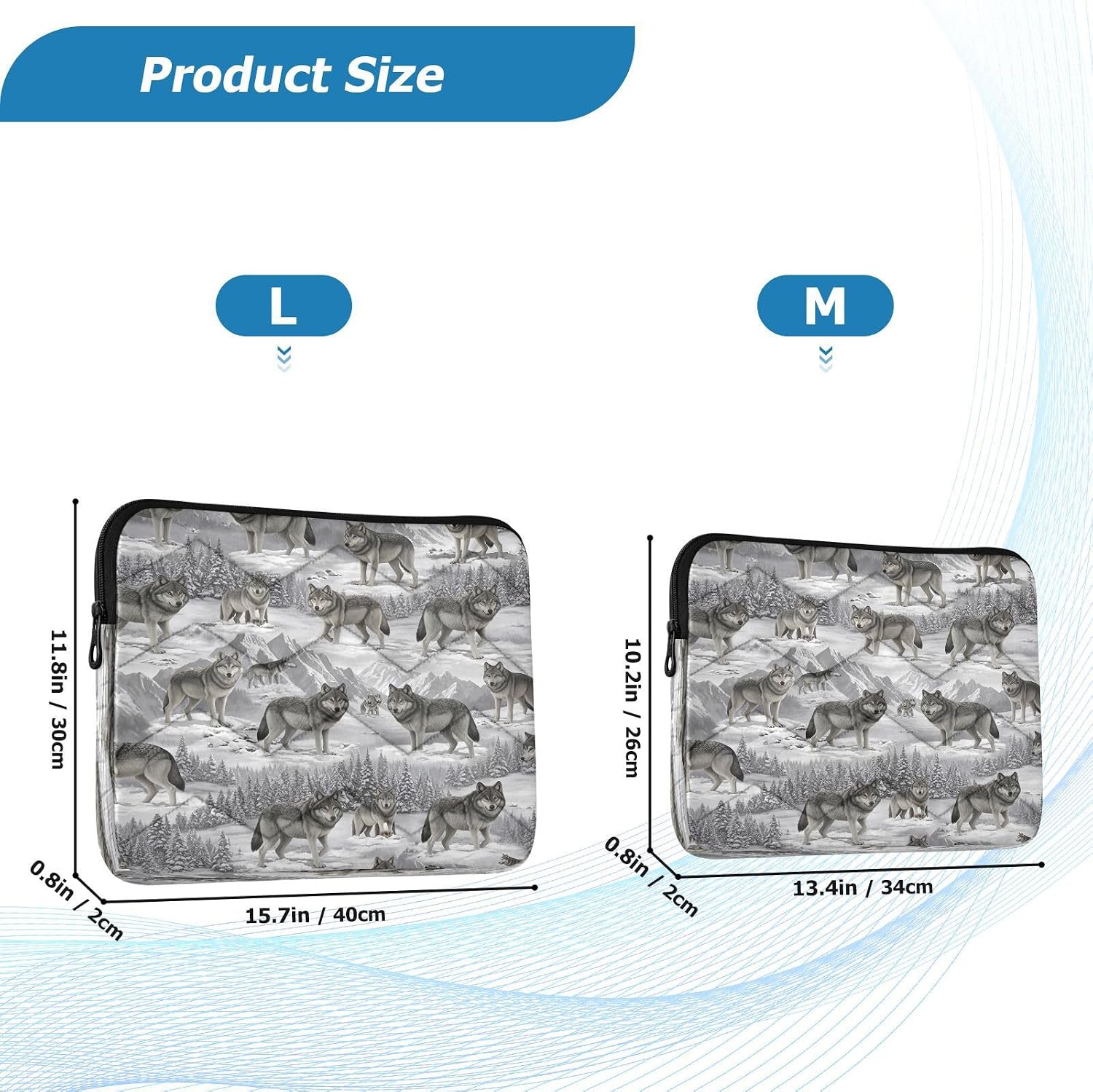Wolves Snowy Mountains Laptop Cover Case, Protective Padded Laptop Bags 15.6 Inch for Women image 2