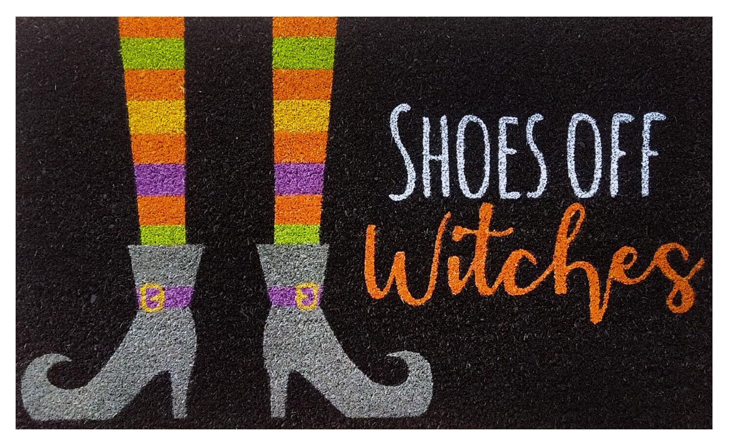 Shoes Off Witches Flannel Doormats Everyday Halloween Doormat Indoor Outdoor Halloween Decor 30X18 Inch — image 1