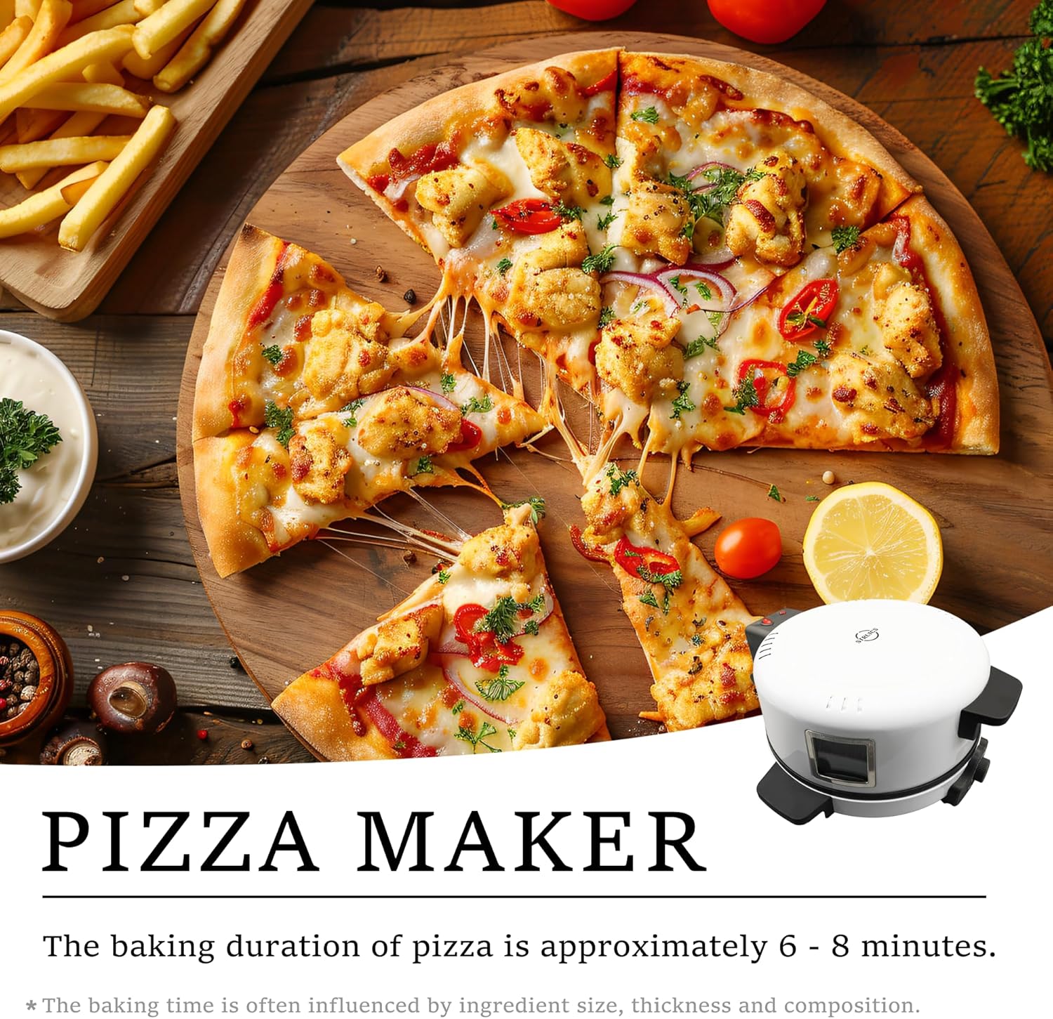 12" Electric Pizza Oven-Countertop Pizza Maker with Temperatures Control, Perfect for Pizzas/Pancake/Quesadillas/Cookies (White)