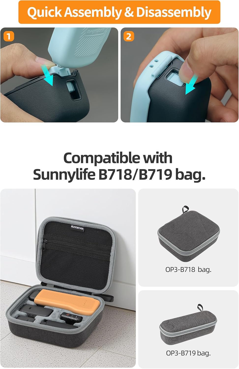 Pocket 3 Protective Case with Magnetic Storage Slot Bump-Proof Dust-Proof Portable Plastic Shell Cover for DJI Osmo Pocket 3 Gimbal/Lens/Screen Accessories - Image 8