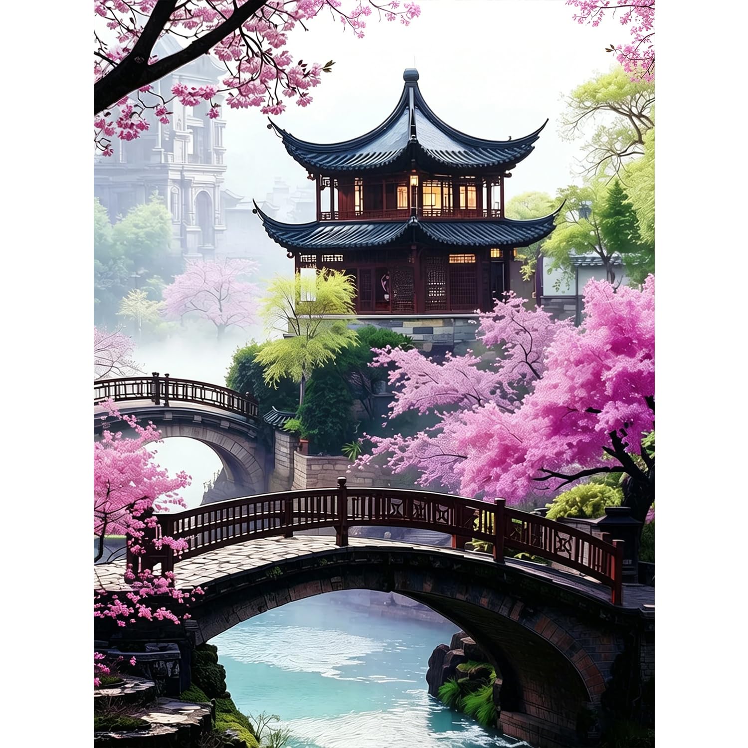 Cherry Blossom Diamond Art, DIY Arts and Crafts for Adults12x16in โ image 1