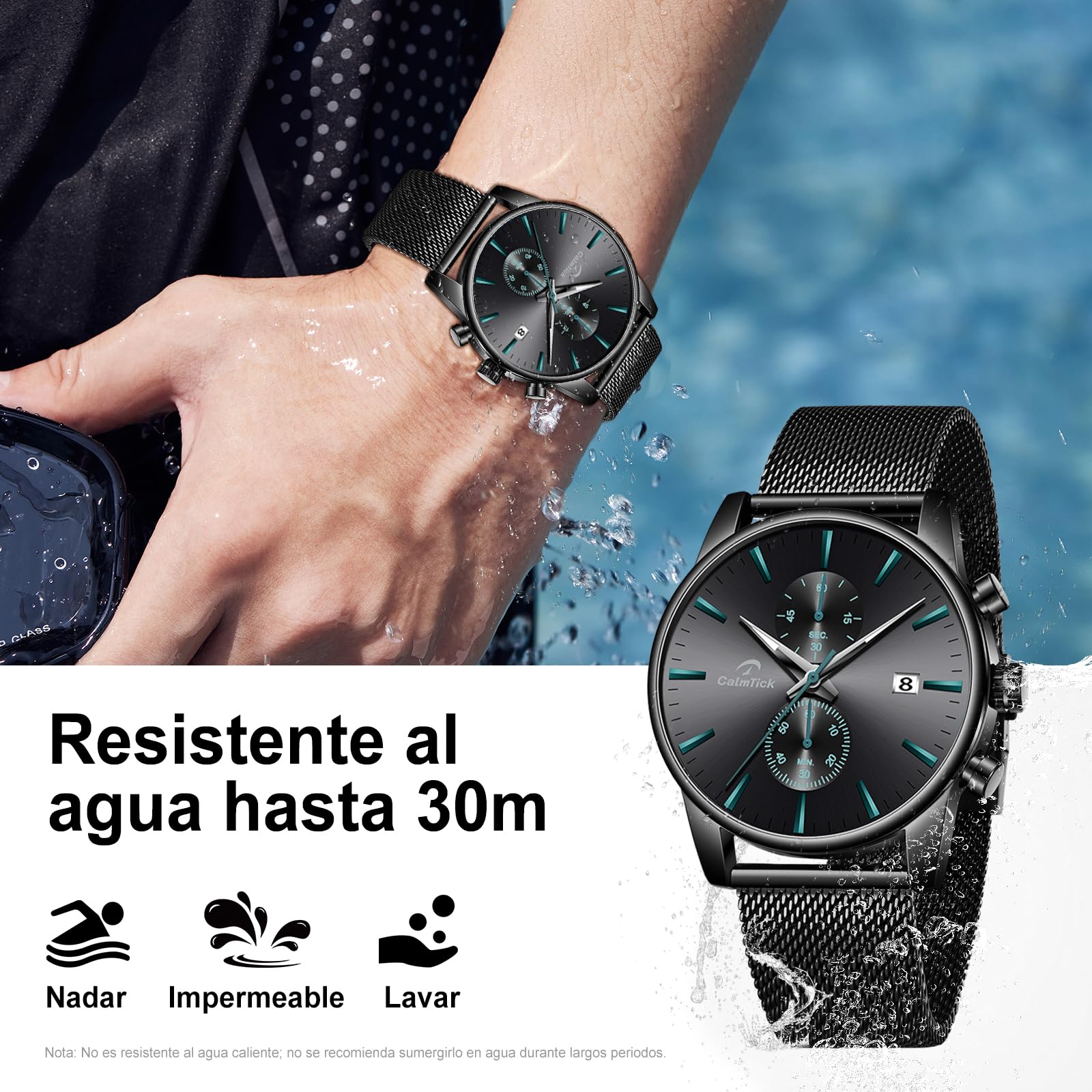 Orologio al quarzo da uomo, lancette luminose, indicatore della data, quadrante cronografo, resistenza all'acqua 30 m, movimento giapponese VD51, orologio classico casual business