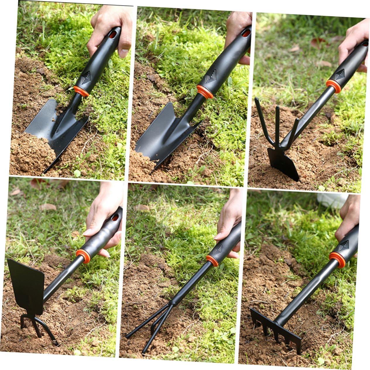 6pcs Garden Tool Iron Shovel Hoeing Rake Rake Heavy Duty for Weeding Planting