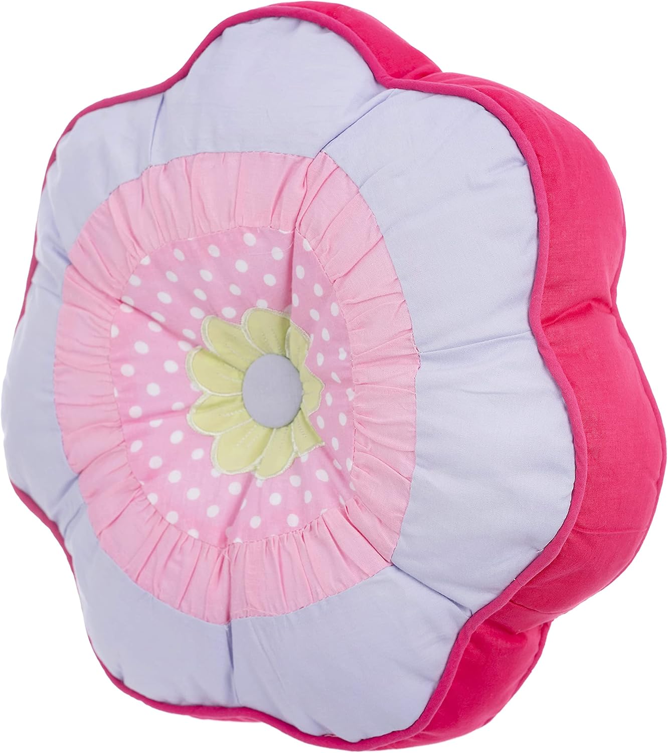 Cozy Line Home Fashions Elephant Pink Green Print Pattern Embroidered 100% Cotton Reversible Bedding Quilt Set (Flower Pillow, Decorative Pillow - 1pc) (Flower Shaped Pillow)