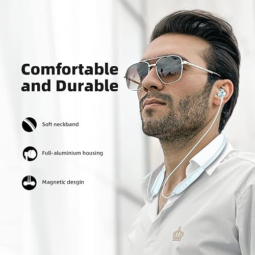 Miniatura 6 de SoundMAGIC S20BT Auriculares Bluetooth con banda para el cuello, auriculares inalámbricos estéreo de alta fidelidad con micrófono, auriculares