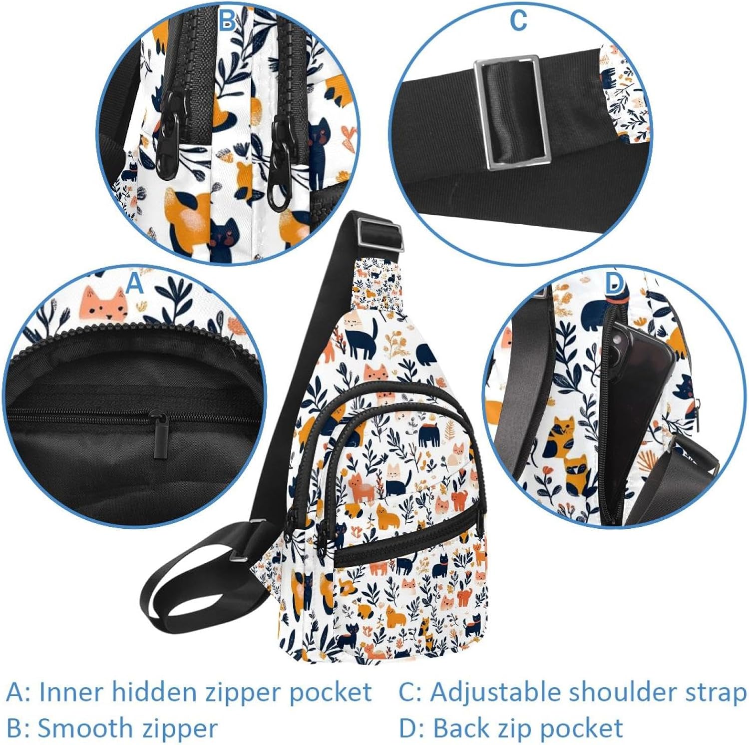 Dog Cat Pets Puppy (3) Sling Backpack Bag