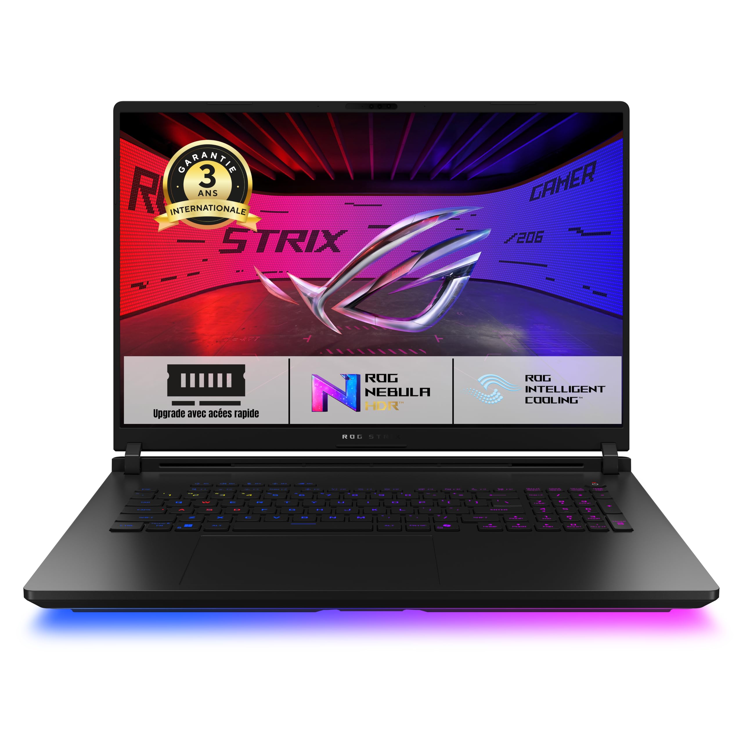 ASUS ROG Scar 18 G835LW-SA138W 18 Pouces 2.5K 240Hz PC Portable (Intel Core Ultra 9 Processeur 2.7 GHz, 32GB DDR5, 1TB SSD, NVIDIA GeForce RTX 5080 Laptop GPU, Windows 11 Home) – Clavier AZERTY RGB