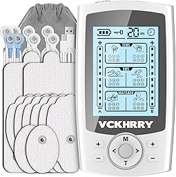 Electroestimulador Muscular 3 en 1 TENS EMS Masaje Electrodos con 36 Programas 2 Canales 10 Electrodos TENS 20 Niveles de Intensidad para Muscular Relajación