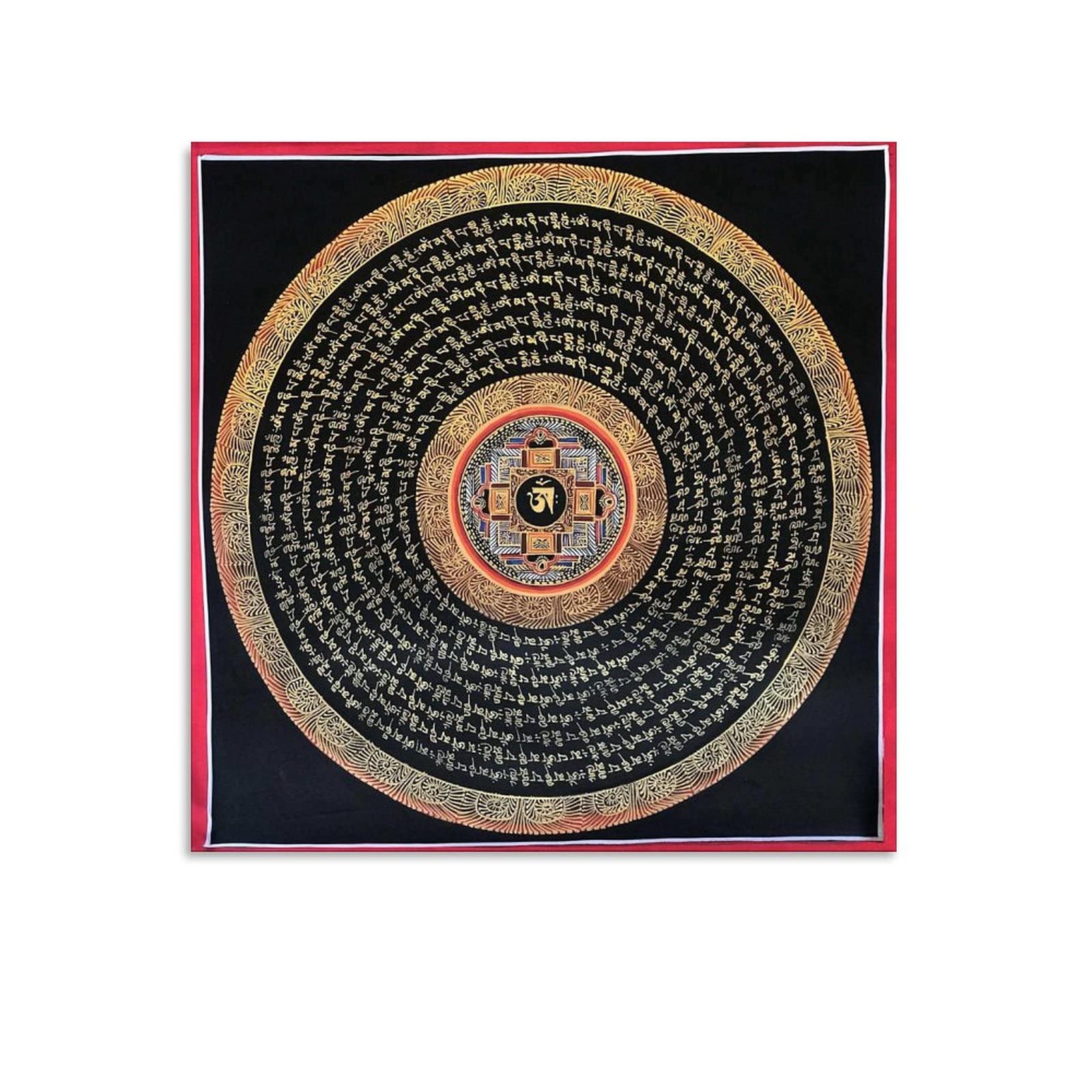 Poster tibetano Om Mantra Mandala Buddhismo Religione Meditazione Buddha Bodhisattva Decorazione per la casa Poster arte da parete Camera da letto Decorativa Estetica 70 x 70 cm