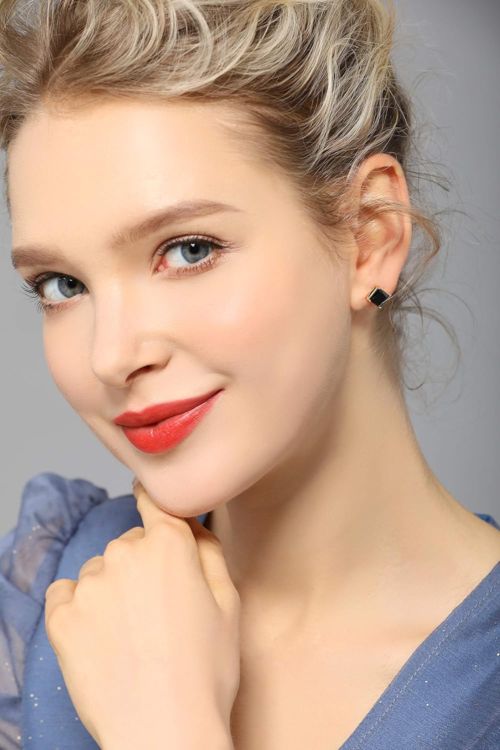 18K Gold Plated Clear Cubic Zirconia Stud Earrings for Women and Men (5 Pairs) - Image 7