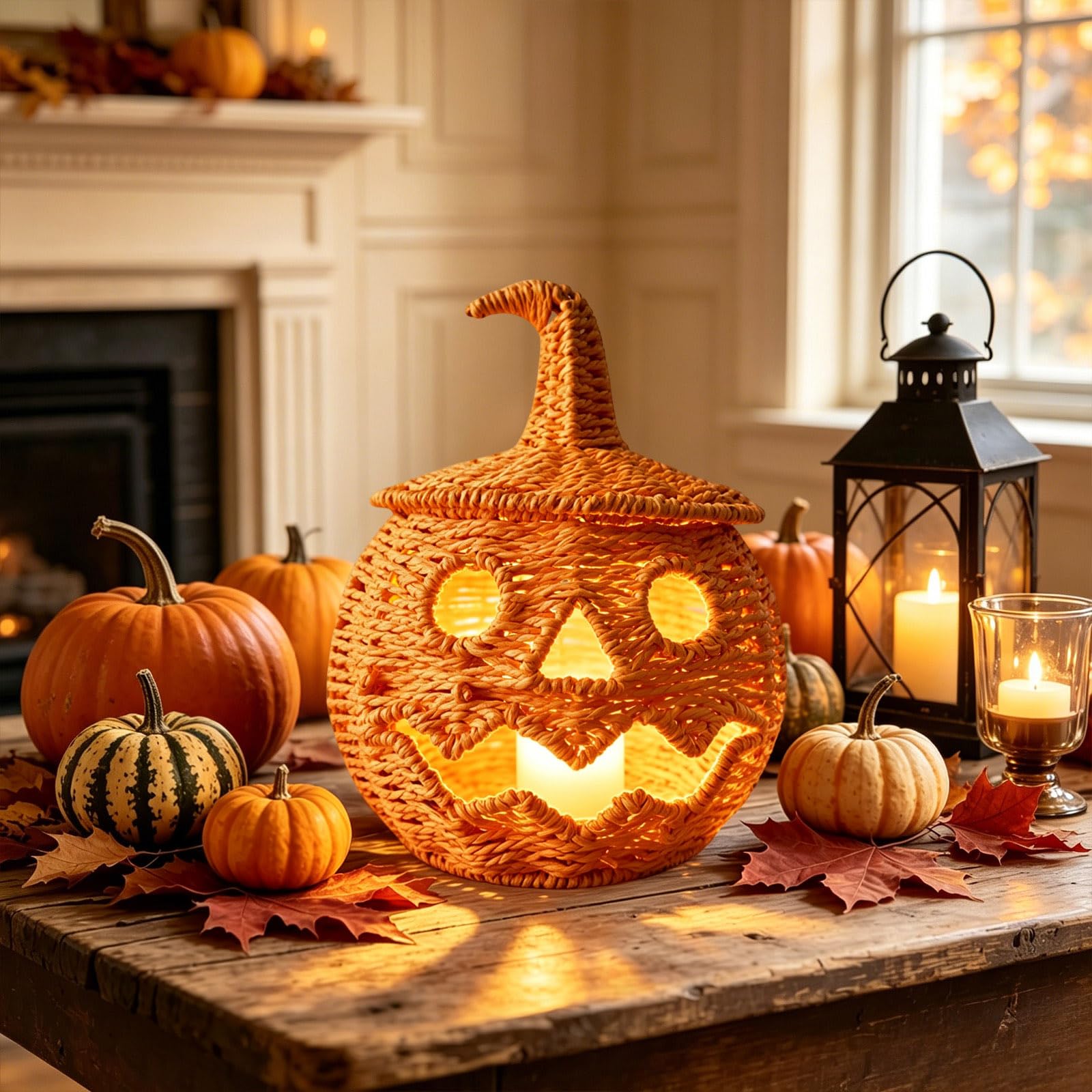 Halloween tkane lampiony Jack O dynia dekoracja do przechowywania świec LED