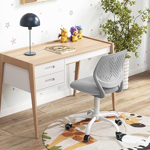 Miniatura 9 de POWERSTONE Silla de escritorio pequeña, silla de computadora para oficina en casa, silla de trabajo sin brazos, silla giratoria ajustable con