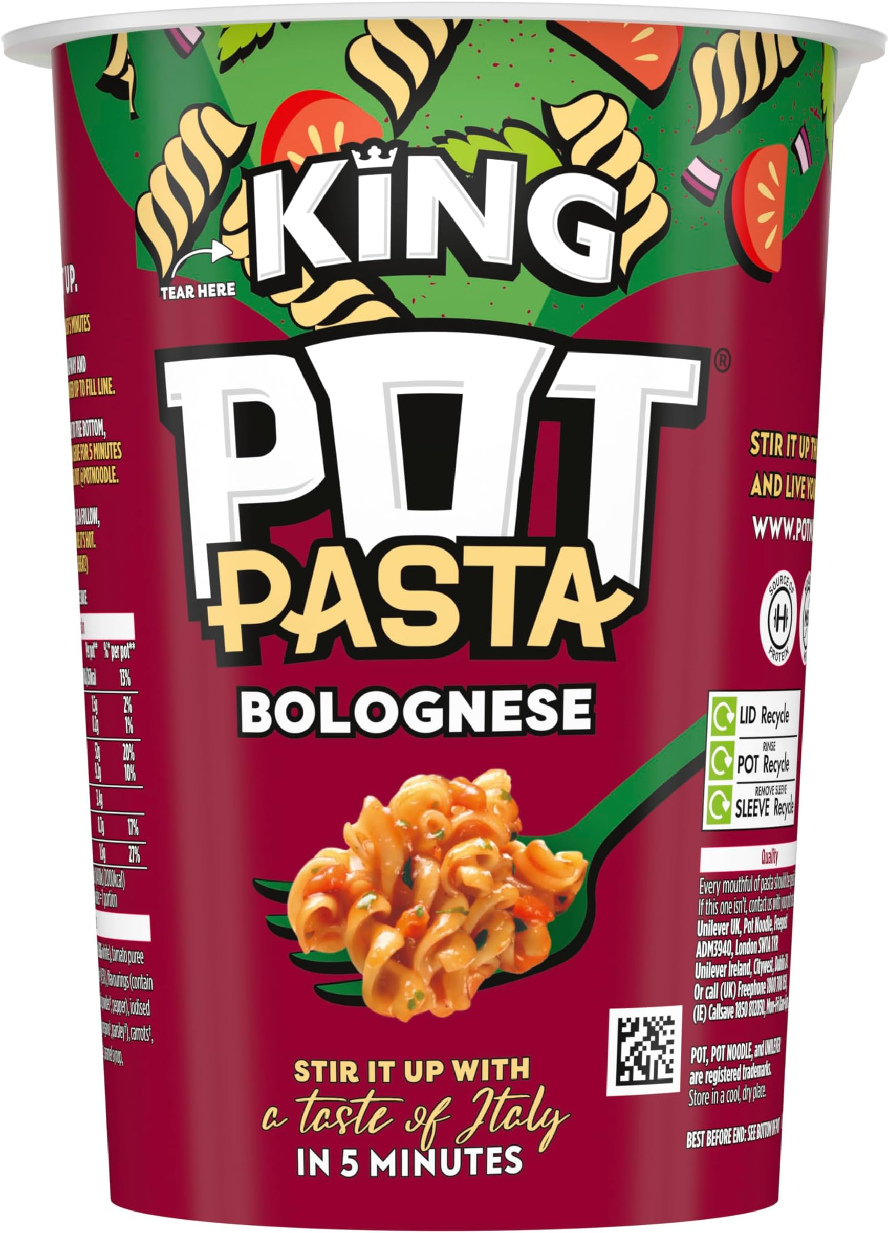 Pot Pasta Bolognese instant hot snack pot from the nation's favourite instant noodles brand* quick pasta pot for when you need filling up 8x 73 g