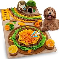 Meilzer Large Dog Snuffle Mat with Squeaky Hedgehog & Mushrooms - Puzzle Foraging Toy for Slow Feeding, Stress Relief & Mental Stimulation