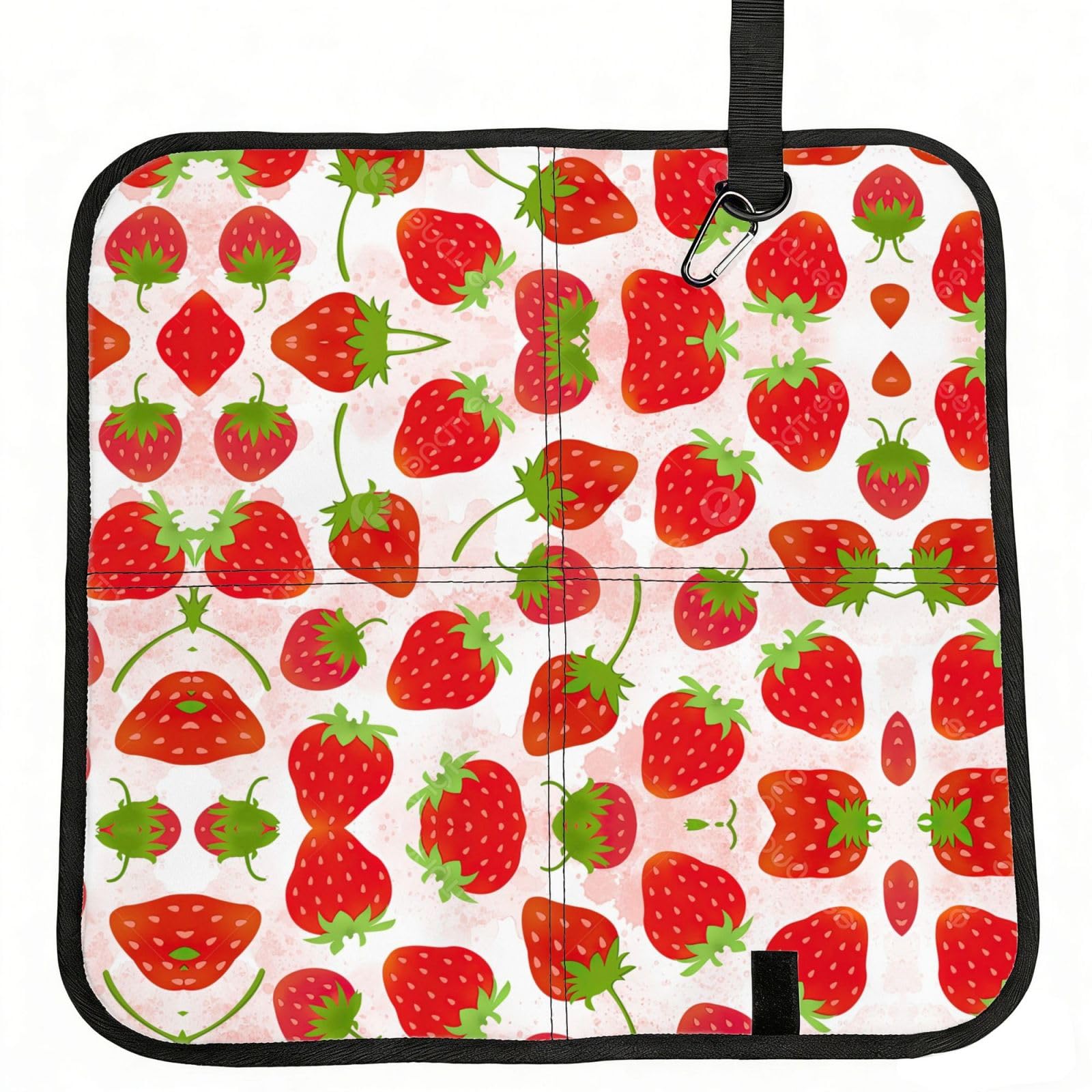 DEXNEL Strawberry Print Foldable Seat Cushion Portable Stadium Pad Waterproof Outdoor Camping Mat 15.8 X 15.8 Inches