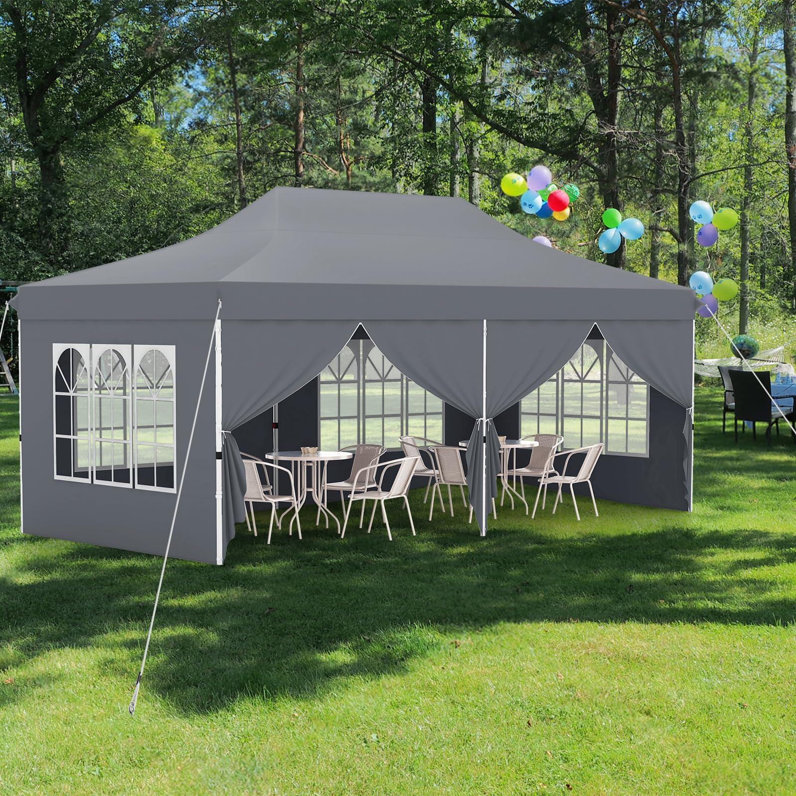 Gazebo Pieghevole Outsunny 3x3m Blu - Pop Up Con 2 Porte E 2 Finestre, 4 Pannelli Laterali - Ideale Per Giardino, Feste E Campeggio