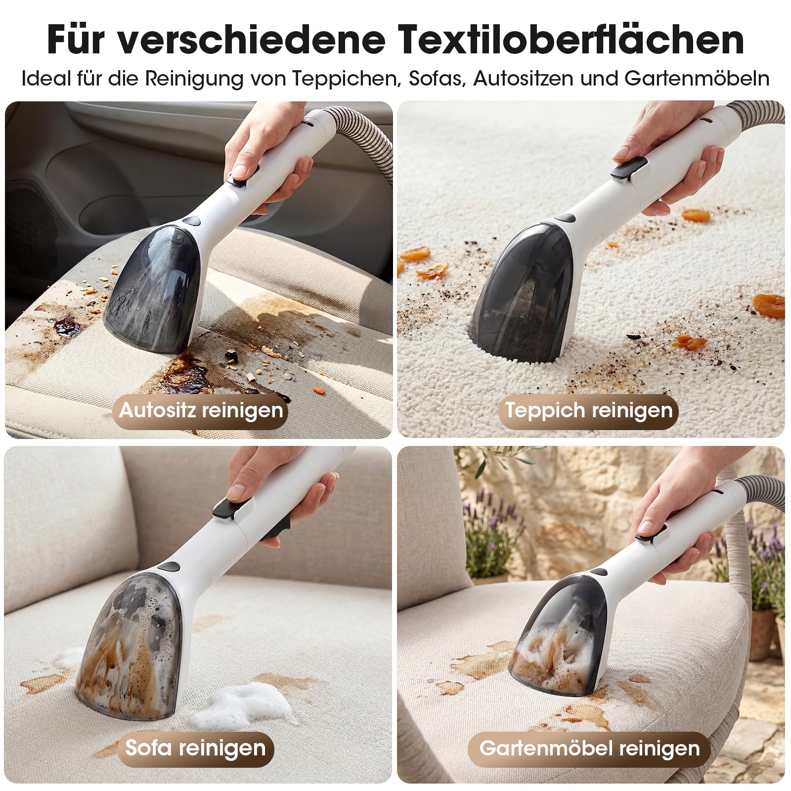 Lubluelu Nasssauger Polsterreiniger Gerät 600 W 15 kPa, kompakter Teppichreiniger & Fleckenreiniger mit starker Saugleistung für Sofa, Teppich & Auto, tragbar und leicht, Tiefenreinigung