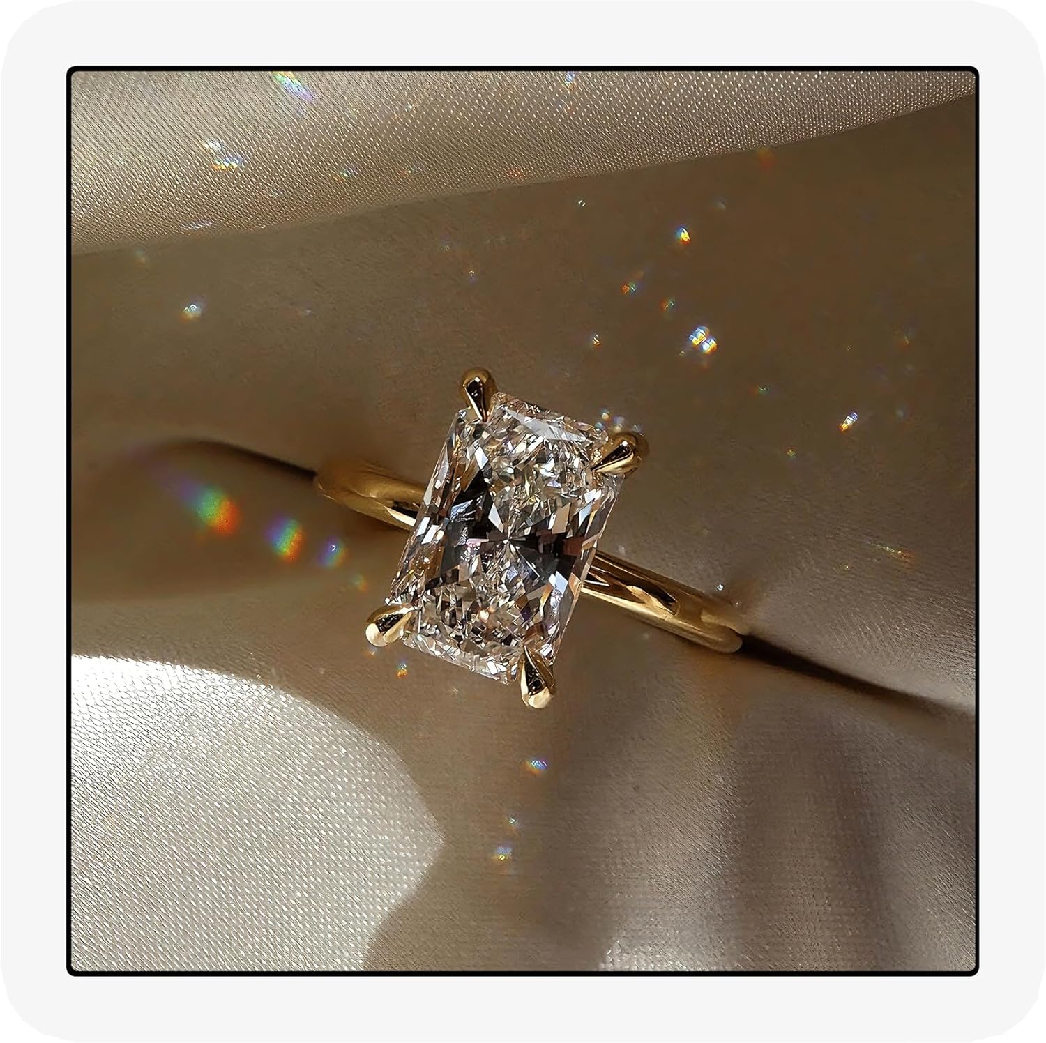 1ct/2ct/3ct Engagement Rings 925 Sterling Silver 14K Gold Plated Moissanite/Cubic Zirconia CZ Wedding Promise Rings for Her Wedding Bands for Women Size 5-9 Christmas Valentine's Day