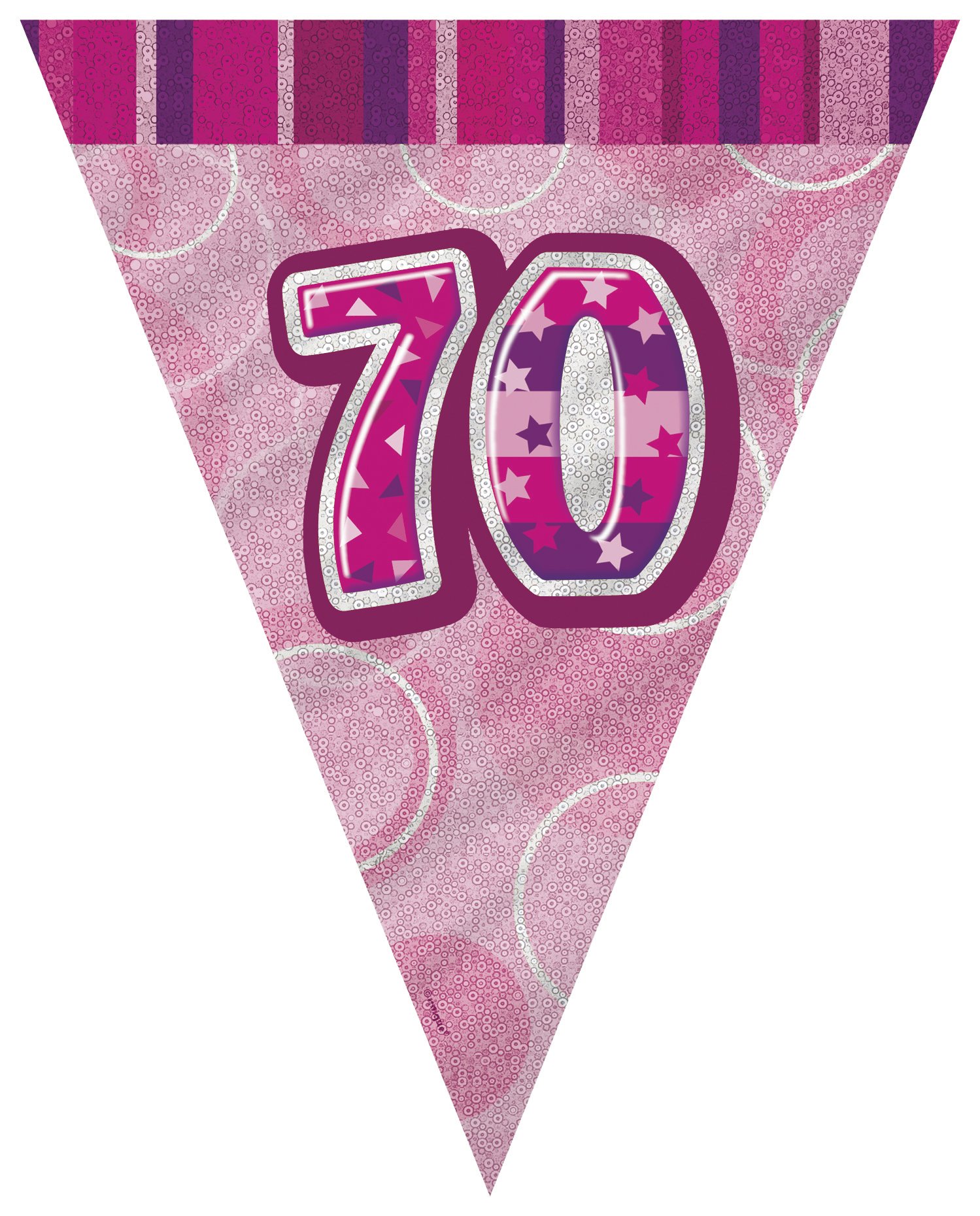 Unique Party Pink 90957 - 9Ft Foil Glitz 70Th Birthday Bunting Flags