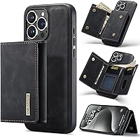 Vista 1 de DG. MING - Funda tipo cartera 2 en 1 compatible con iPhone 15 Pro Max, funda de cuero retro magnética desmontable con triple cartera, ranura