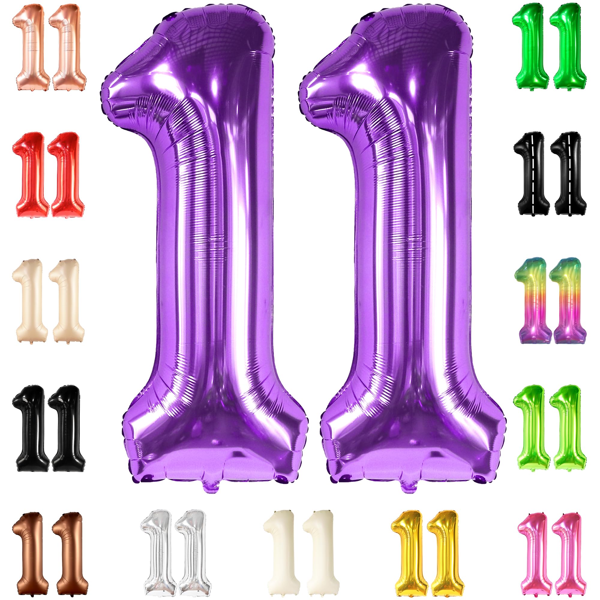 KatchOn, Giant Purple 11 Balloon Number - 40 Inch | Foil 11 Balloon Purple for 11th Birthday Decorations for Girls | Purple 11 Birthday Balloon |
