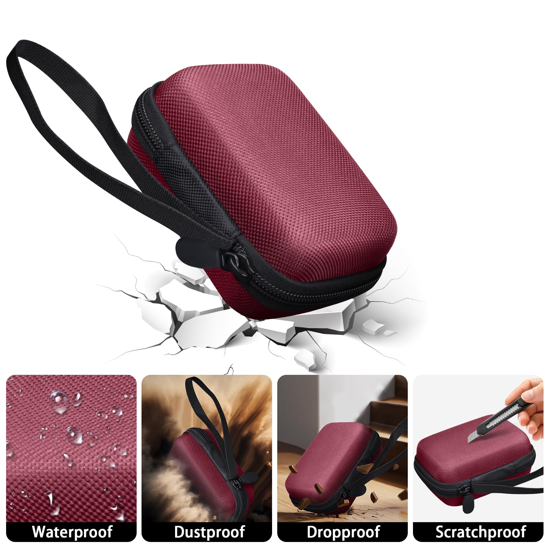 Khanka Do aparatu cyfrowego Kodak PIXPRO FZ55/FZ45/FZ43 16MP Twardy futerał do noszenia z uchwytem i paskiem na szyję, tylko etui, Czerwona