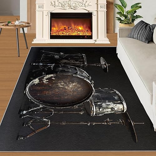 Miniatura 155 de Alfombra de instrumentos musicales – Alfombras de 4 x 5 pies para sala de estar, alfombra de área musical, alfombra de área musical, alfombra