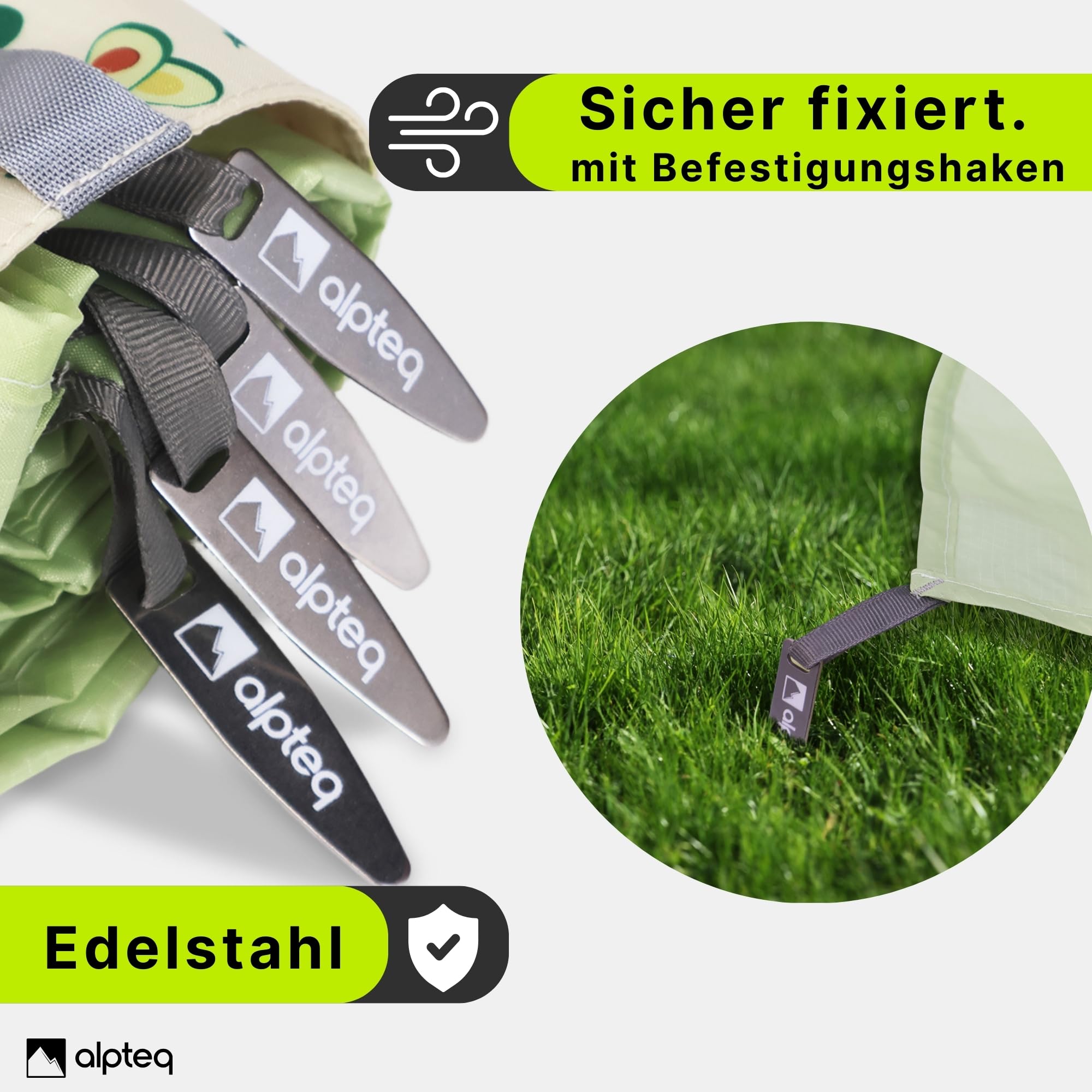 Manta de Picnic 150 x 210 cm Impermeable Ultraligera y Extrafina - Manta Exterior Compacta Verde para Camping, Playa, Senderismo, Acampada, Festivales y Aire Libre
