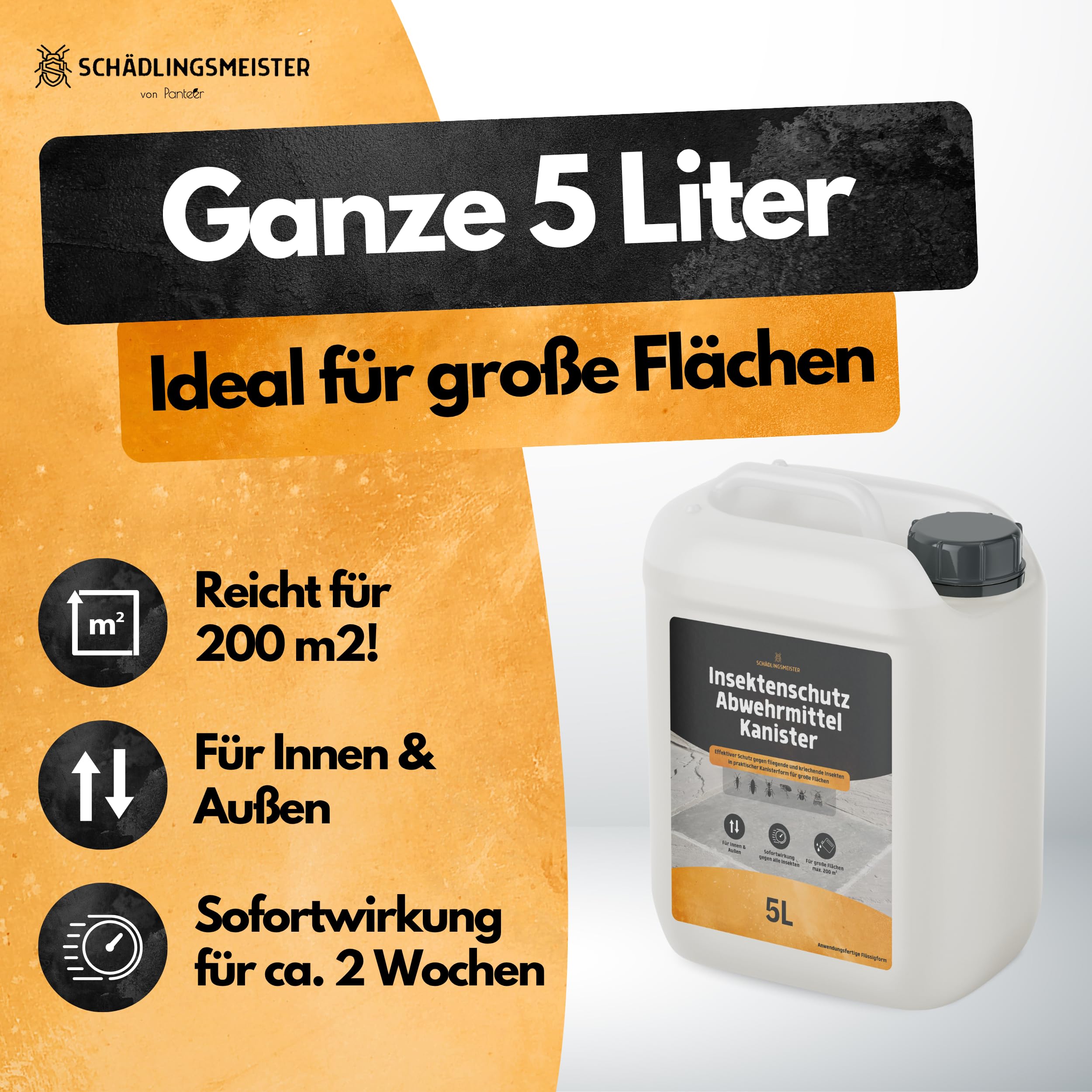 Gegen Asseln! – Insektenschutz Abwehrmittel Kanister – 5 L – Anwendungsfertig – Mittel gegen Kellerasseln & Feuchtigkeitsinsekten – Für Keller, Garage & Terrasse – Langzeitschutz – PT19 Repellent